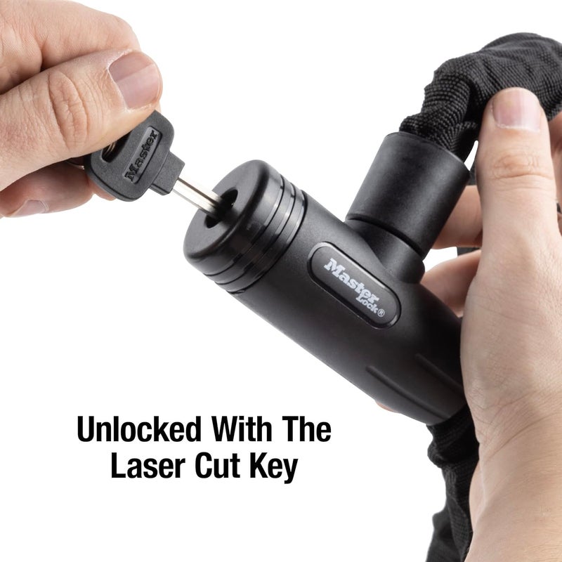 MasterLock 3ft Long x 5/16in (8mm) Diameter Hardened Steel Chain with Integrated Keyed Lock - Image 2